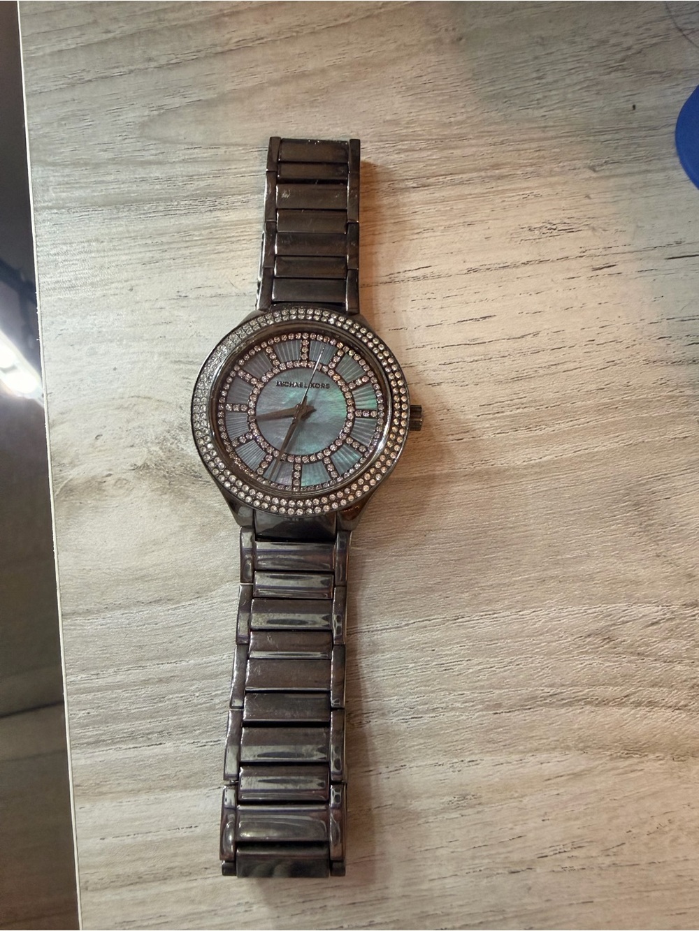 Michael Kors Gunmetal Watch with Iridescent Mother-of-Pearl Dial